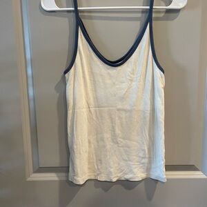 White Tank Top with Blue Trim